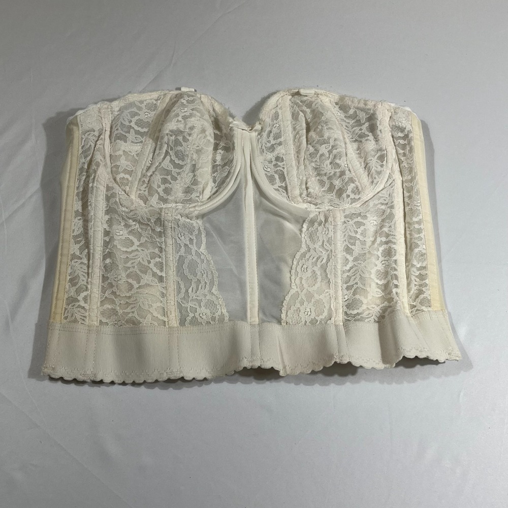 Vintage Goddess 689 Lace Corset Bustier Bridal Coquette White Strapless 40B